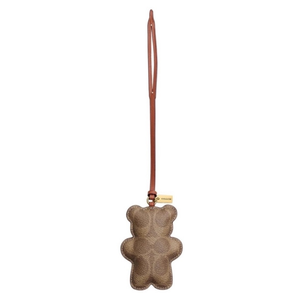 Coach Signature Canvas Puffy Bear Bag Charm Keychain NWT CCX44